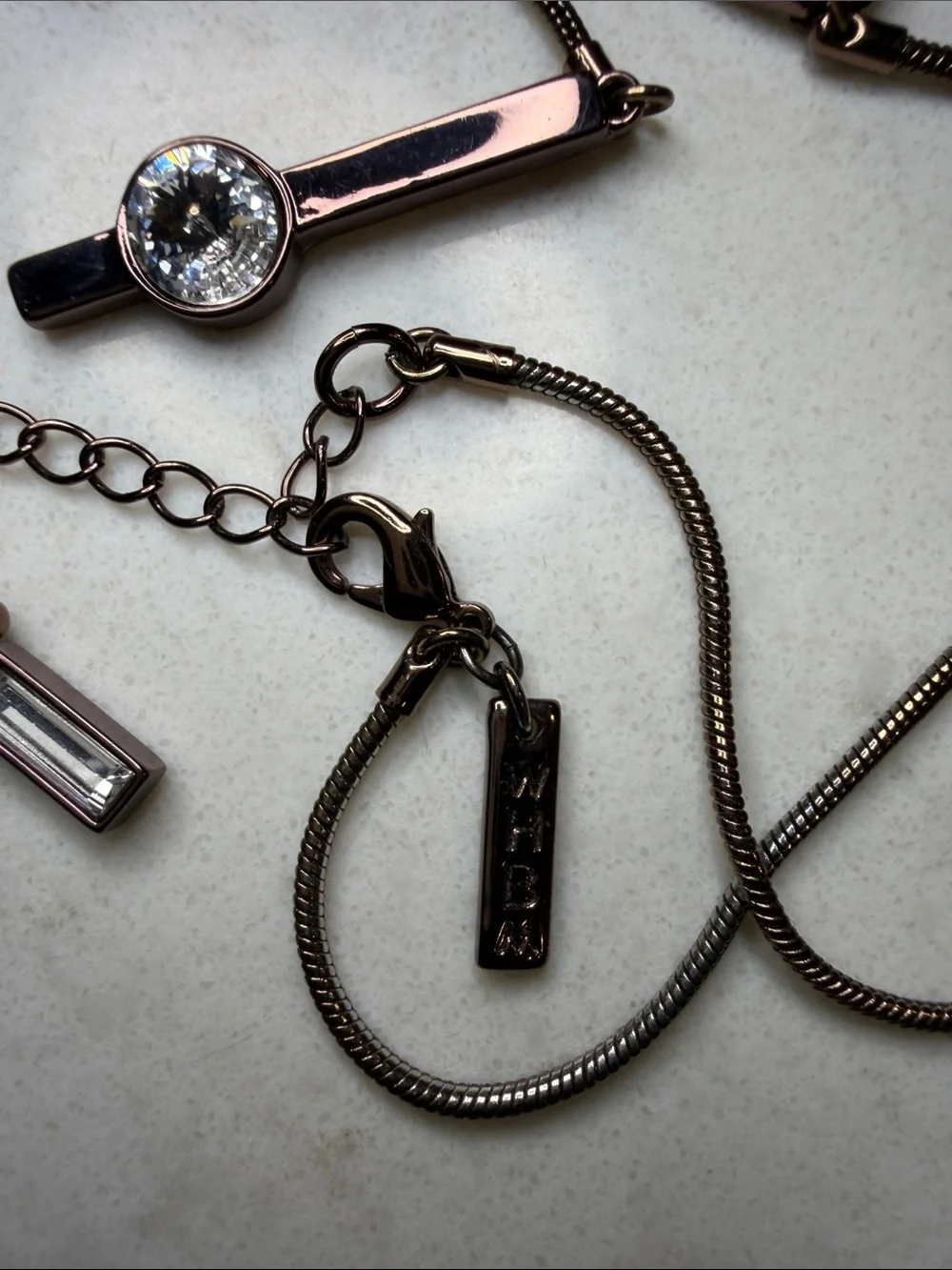 White House Black Market Brown Tone Necklace with Crystal